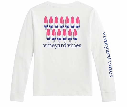 Camiseta de niña Vineyard Vines 🐳 color blanco con Diseño de paleta en rosado Talla L