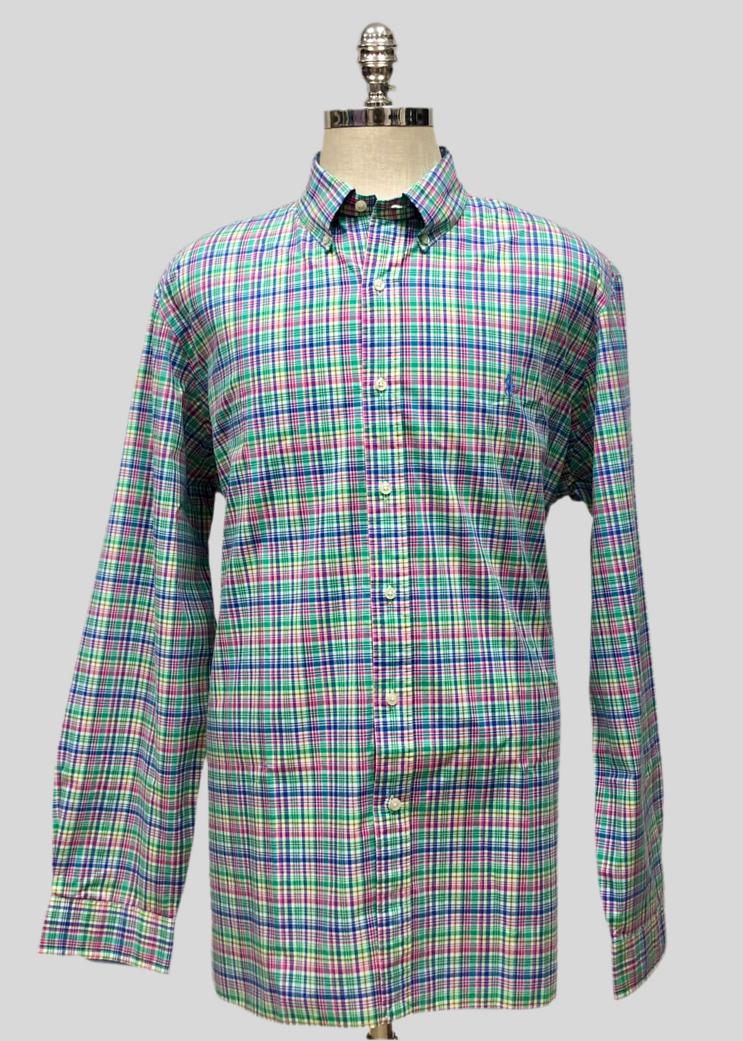 Camisa Polo Ralph Lauren 🏇🏼 con patrón de cuadros multicolor Talla XXL Entalle Regular