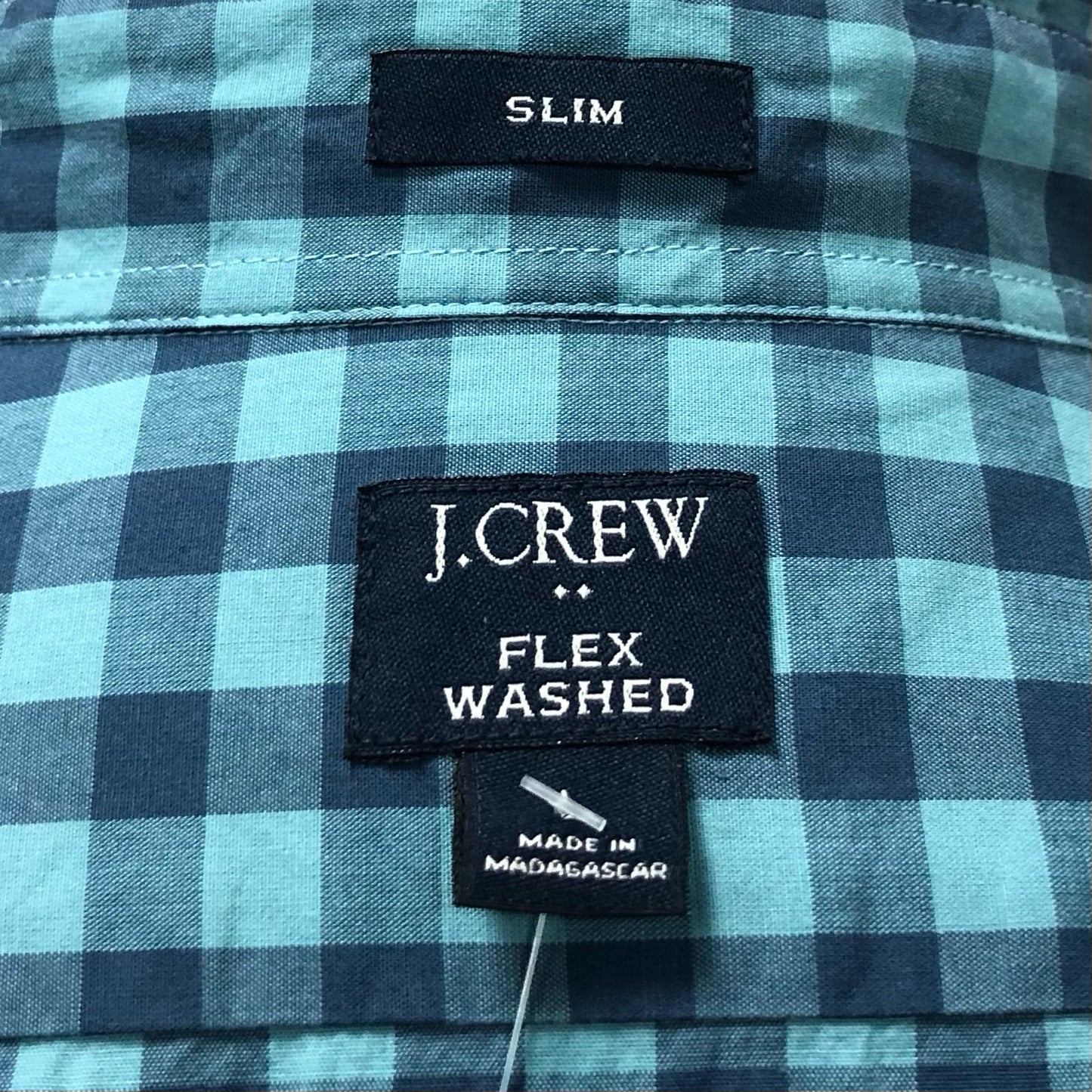 Camisa J.Crew 🇺🇸 con patrón de cuadros en color celeste y azul Talla L Entalle Slim Fit