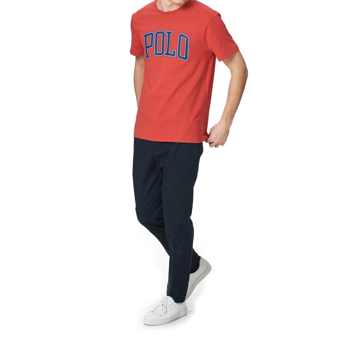 Camiseta cuello redondo Polo Ralph Lauren 🏇🏼 color rosado magenta y logo estampado en azul Talla S Entalle Clásico