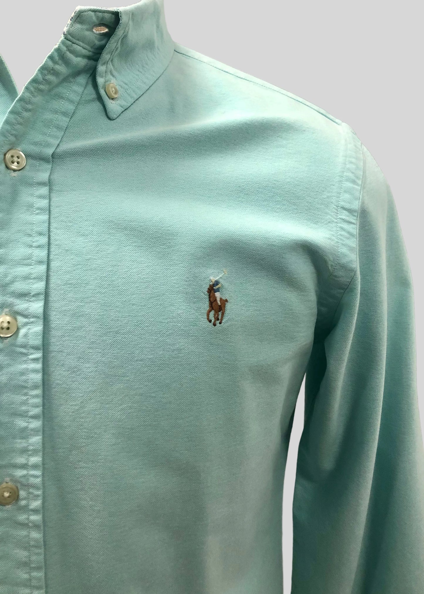 Camisa de botones en color turquesa claro Polo Ralph Lauren 🏇🏼 Talla S Entalle Custom Fit