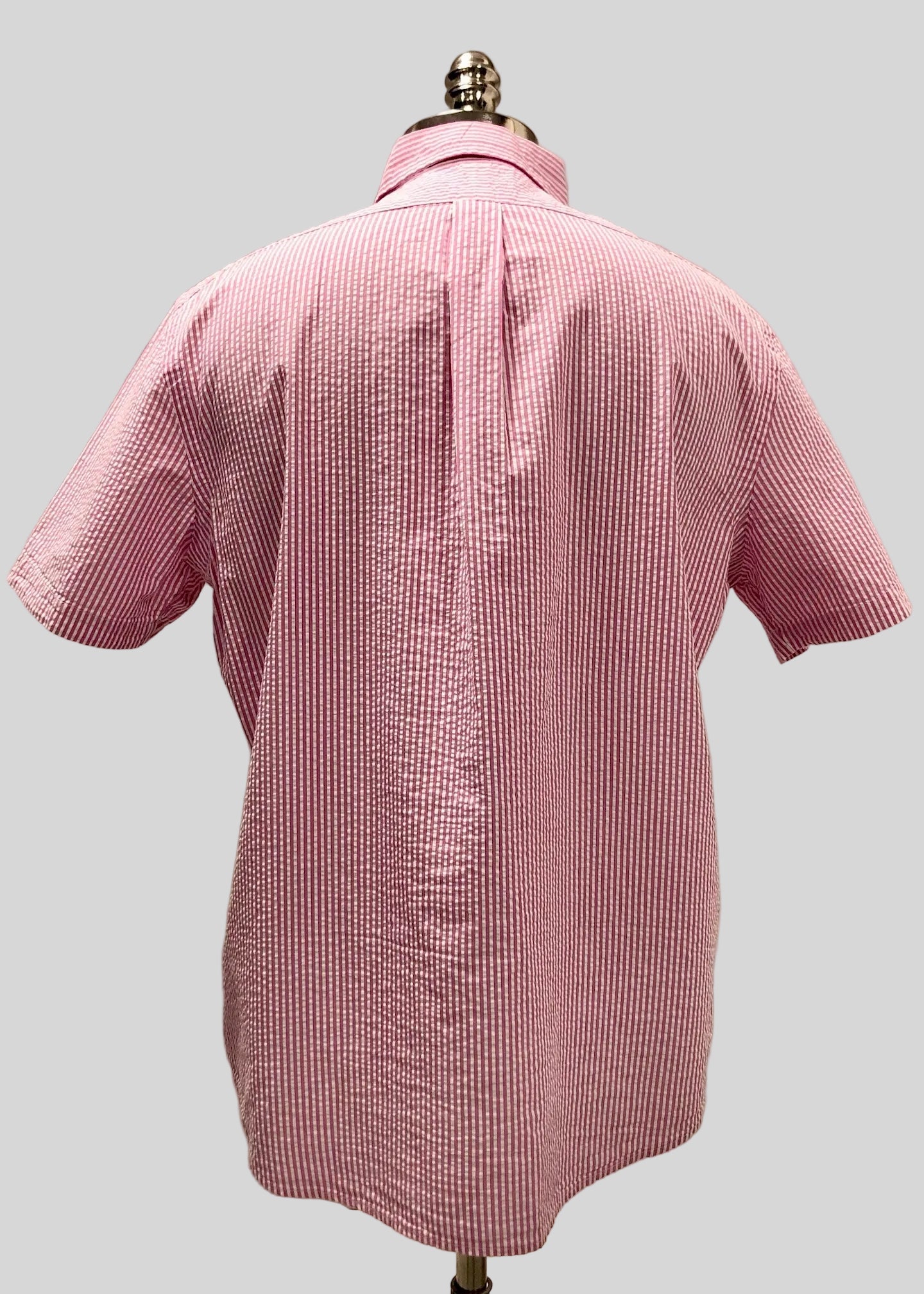 Camisa de botones Polo Ralph Lauren 🏇🏼 Seersucker de rayas en rosado y blanco Talla L Entalle Clásico