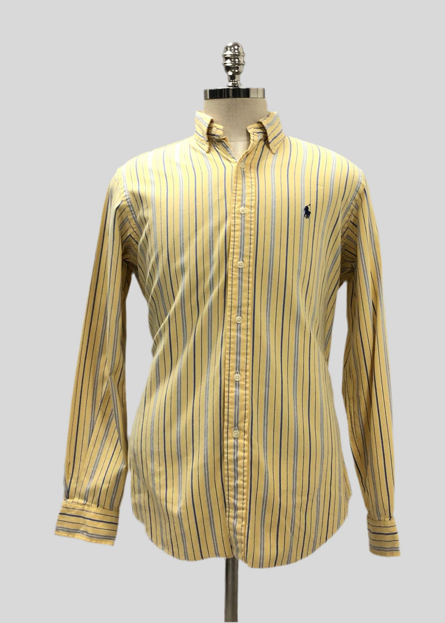 Camisa Polo Ralph Lauren 🏇🏼 color amarillo con rayas en color azul y blanco Talla M Entalle Clásico