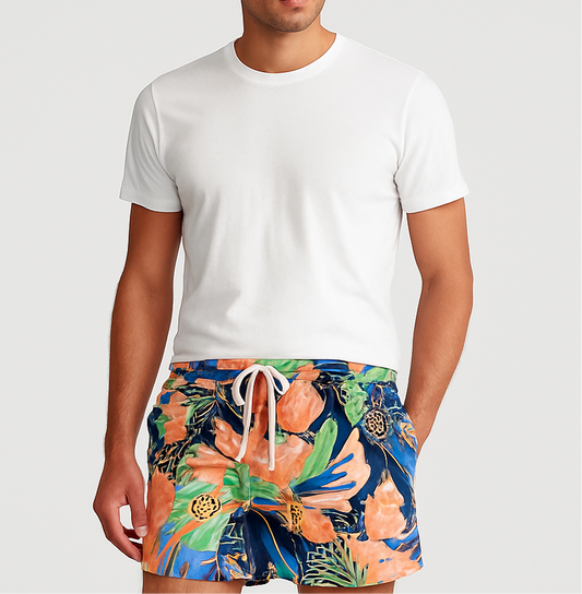 Short de baño Polo Ralph Lauren 🏇🏼color salmón con diseño floral talla L