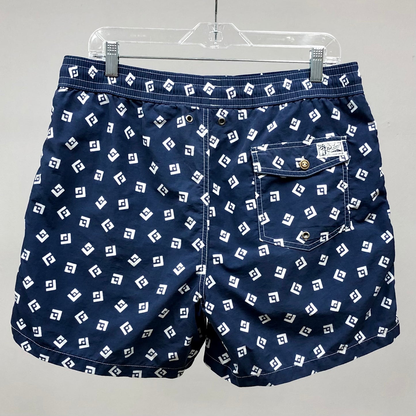 Short de baño Polo Ralph Lauren 🏇🏼color azul navy con diseño de cuadros en blanco talla L