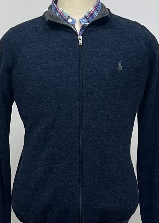 Sueter Jersey Polo Ralph Lauren 🏇🏼 color azul oscuro con logo gris claro Talla M