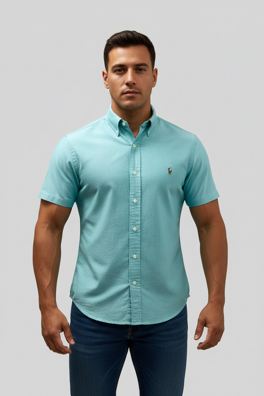 Camisa de botones Polo Ralph Lauren 🏇🏼 Oxford en color turquesa Talla L Entalle Slim Fit