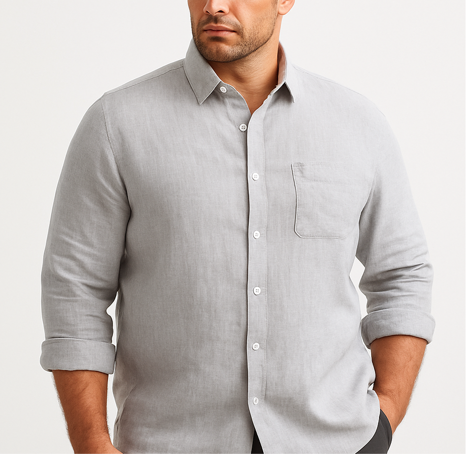 Camisa de botones Tommy Bahama 🌴 De lino en color gris claro Talla XXL Entalle Regular