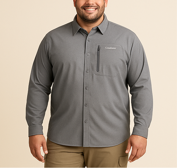 Camisa Columbia 🔹color gris claro con Omni Shade Manga larga Talla XXL