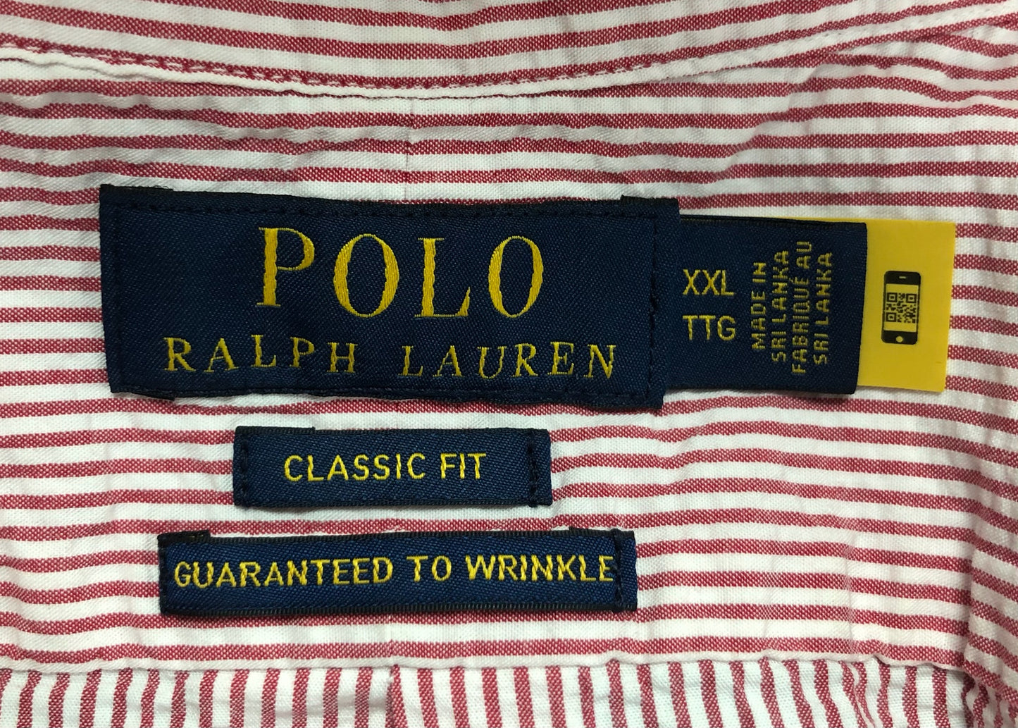 Camisa de botones Polo Ralph Lauren 🏇🏼 Seersucker de rayas en rojo y blanco Talla XXL Entalle Clásico
