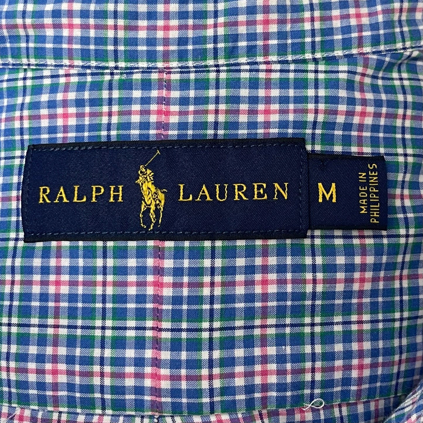 Camisa Polo Ralph Lauren 🏇🏼 color blanco con patron de cuadros rosado, verde y azul Talla M Entalle Regular