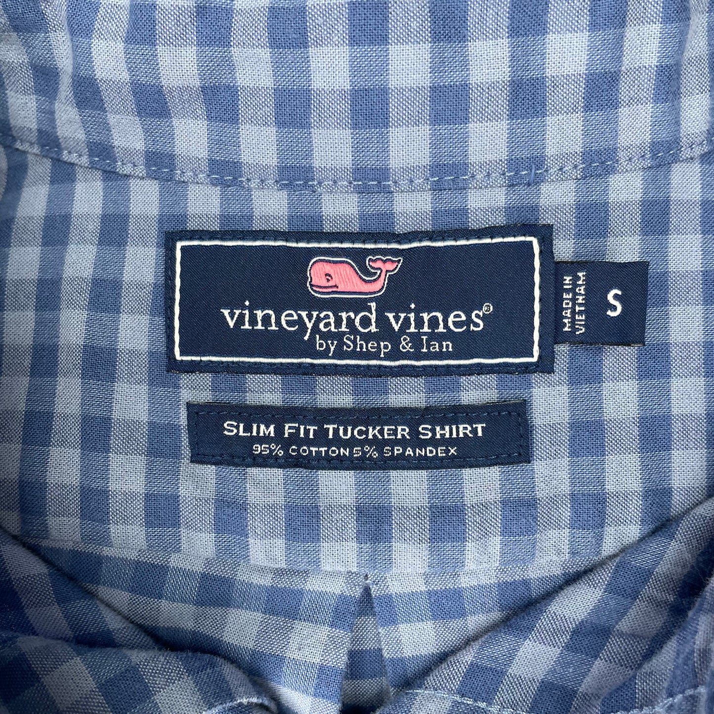 Camisa de cuadros Vineyard Vines 🐳 de cuadros gingham en color azul y gris Talla S Entalle Slim Fit