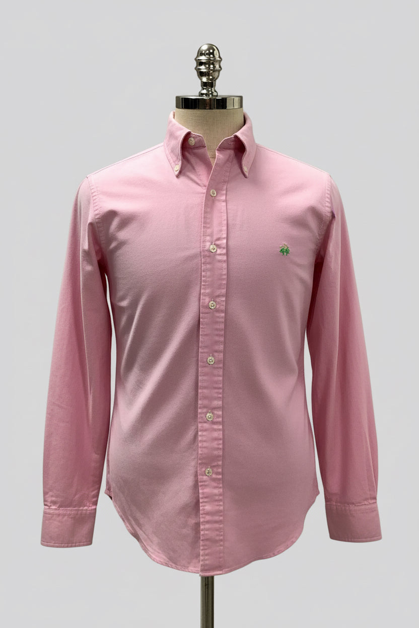Camisa de botones Brooks Brothers 🐑 Oxford color rosado Talla S Entalle Slim Fit