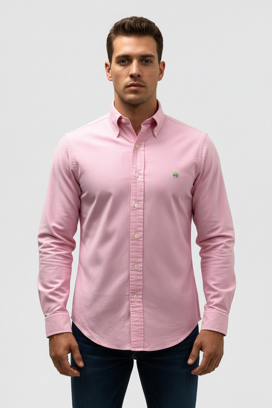 Camisa de botones Brooks Brothers 🐑 Oxford color rosado Talla S Entalle Slim Fit