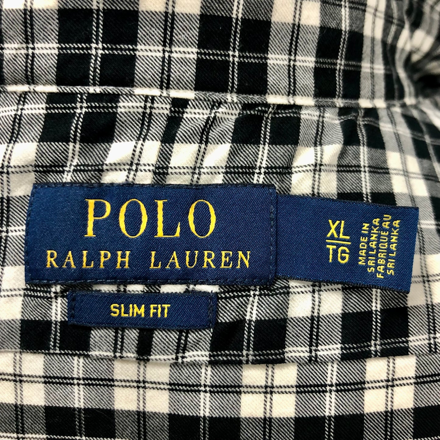 Camisa Polo Ralph Lauren 🏇🏼 con patron de cuadros negro y blanco Talla XL Entalle Slim Fit