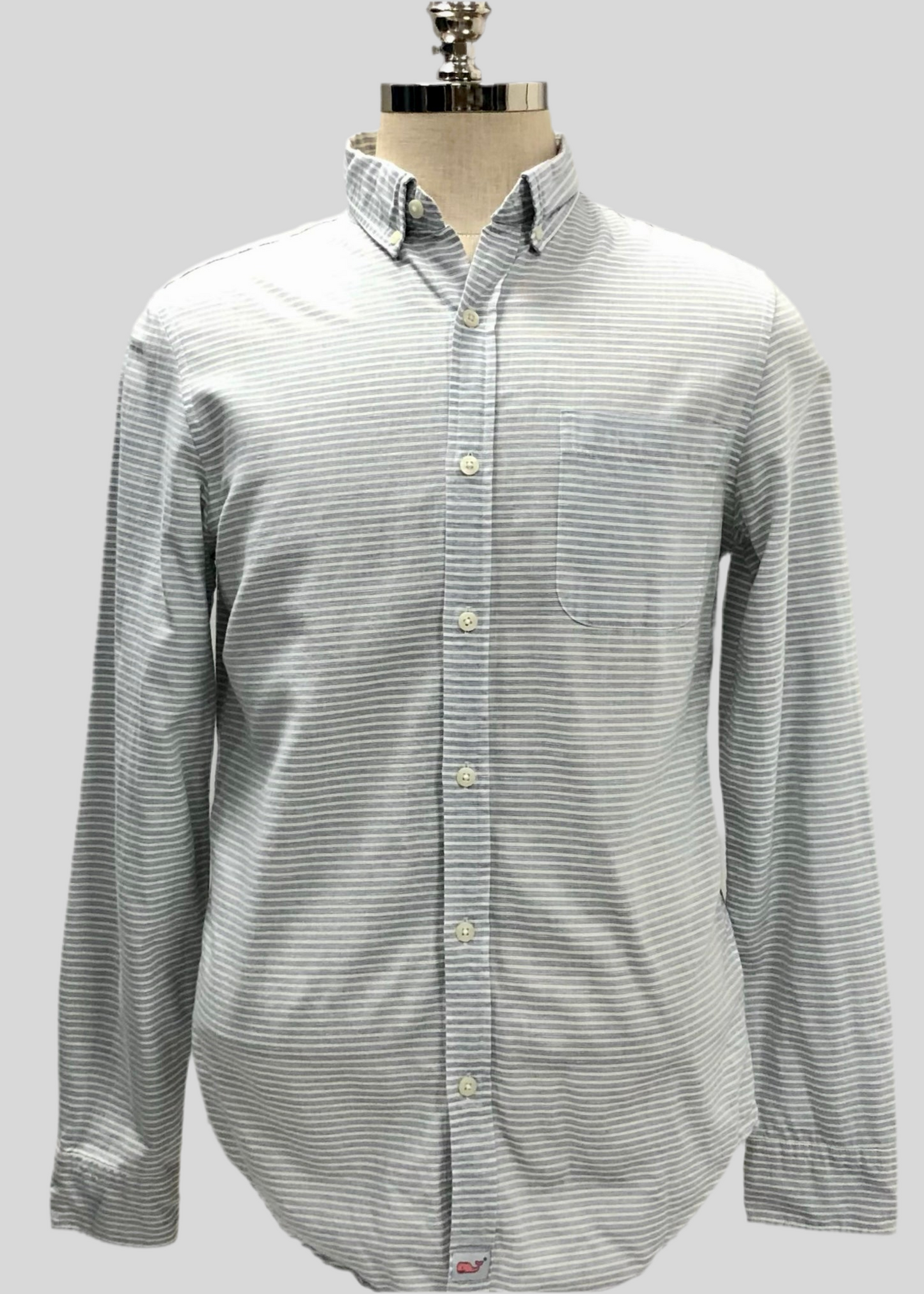 Camisa de botones Vineyard Vines 🐳 De lino de rayas en color gris y blanco Talla S Entalle Slim Fit
