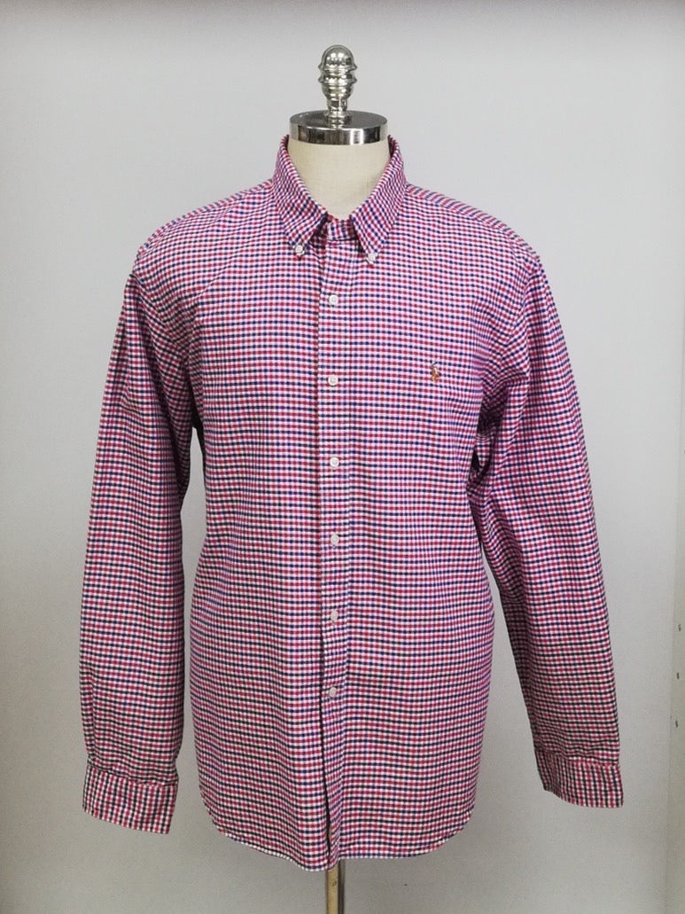 Camisa Polo Ralph Lauren 🏇🏼 Oxford de cuadros gingham rojo, azul y blanco Talla XXL Entalle Regular