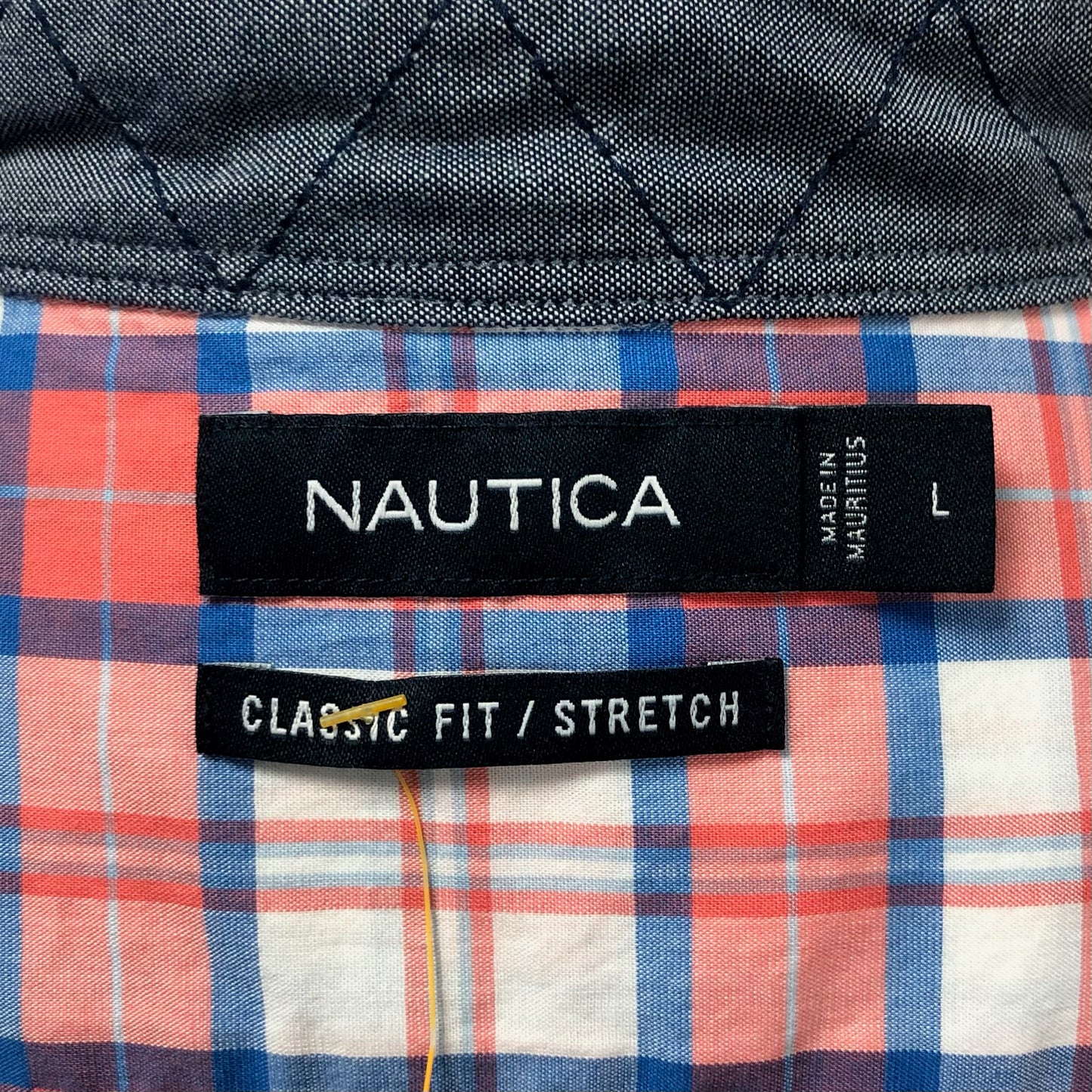 Camisa de botones Nautica ⚓️ de cuadros en color rosado, celeste y blanco Talla L Entalle Clásico