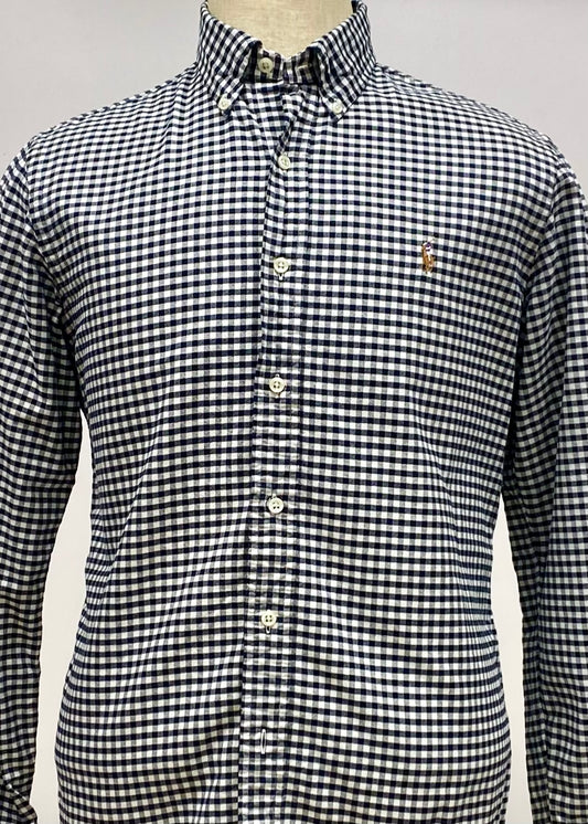 Camisa Polo Ralph Lauren 🏇🏼 con patron de cuadros gingham negro y blanco Talla M Entalle Regular