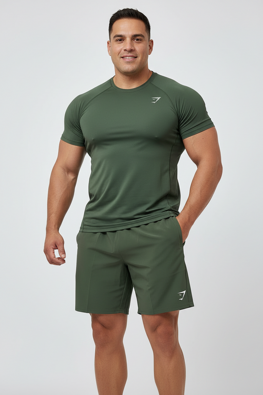 Short Deportivo Gymshark 🏋🏼‍♂️ Tela performance color verde oliva talla XL