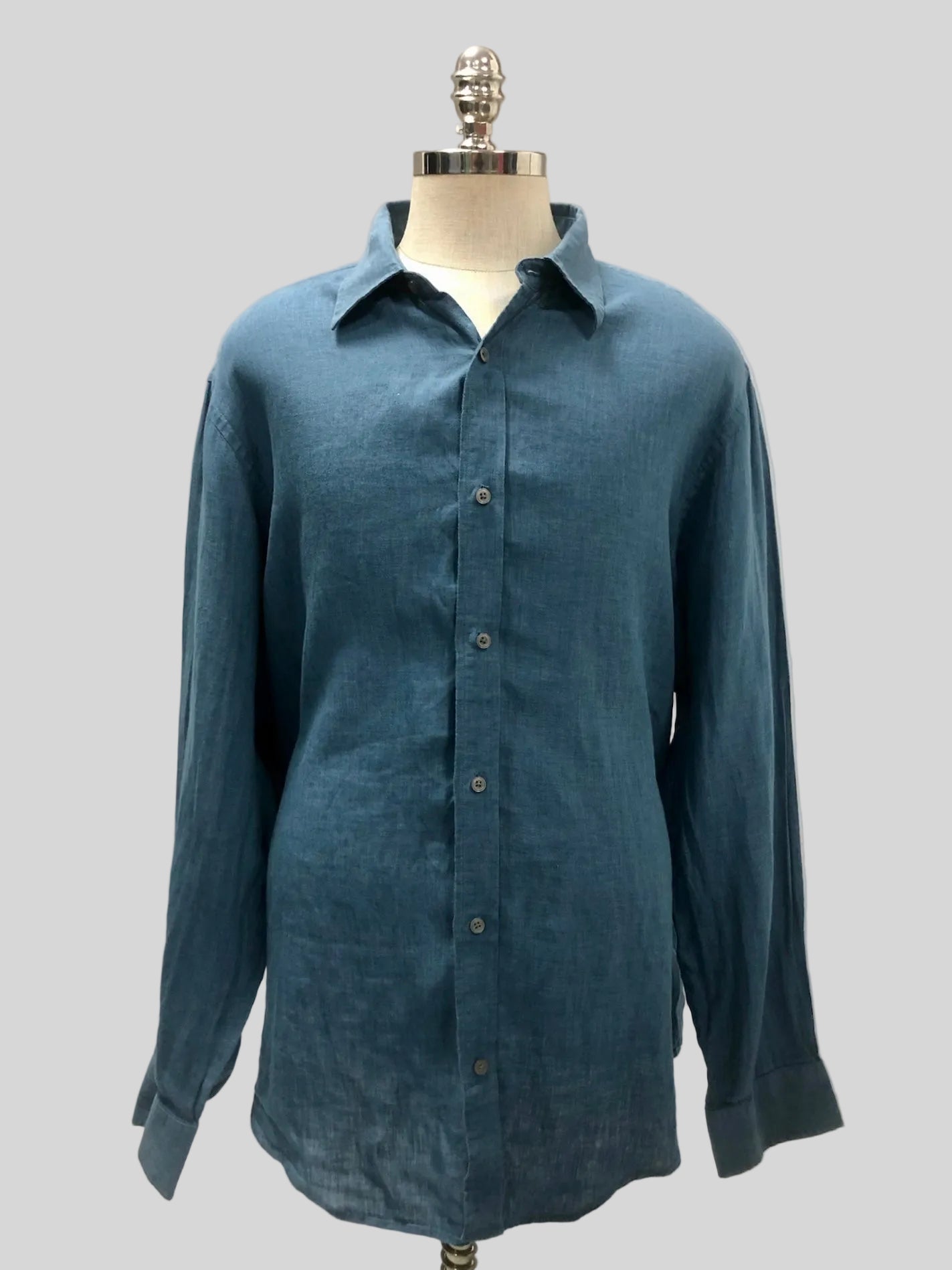 Camisa de botones Banana Republic 🇺🇸 De lino color azul grisáceo Talla XXL Entalle Regular