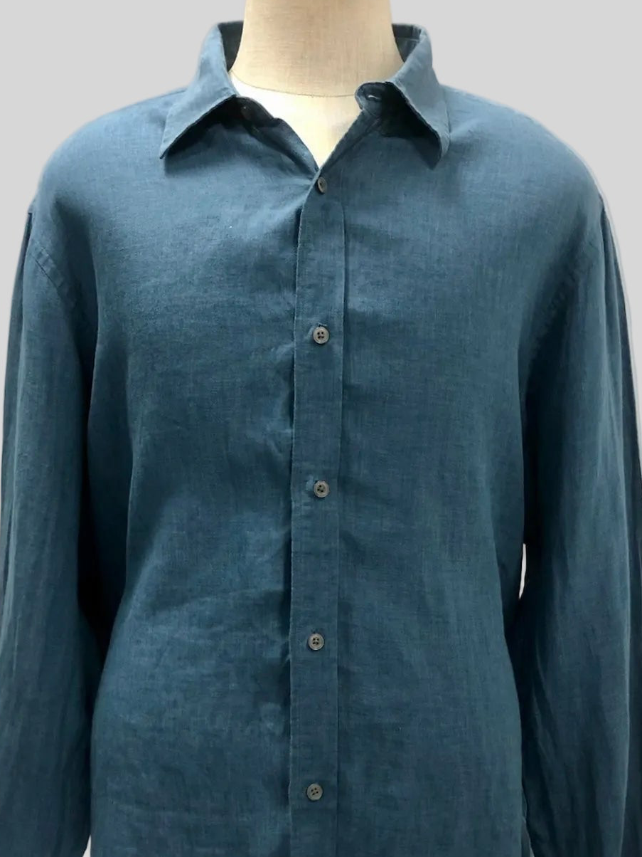 Camisa de botones Banana Republic 🇺🇸 De lino color azul grisáceo Talla XXL Entalle Regular
