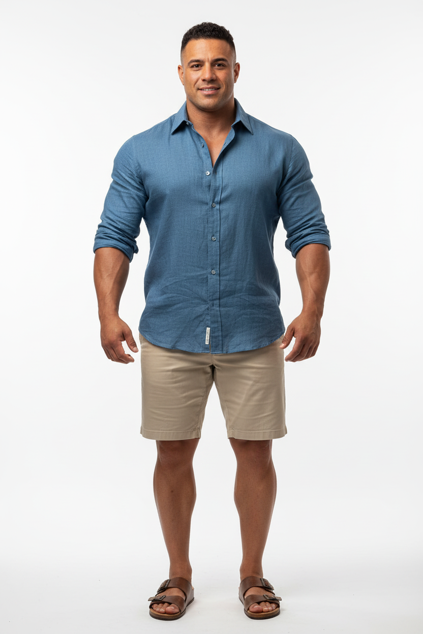Camisa de botones Banana Republic 🇺🇸 De lino color azul grisáceo Talla XXL Entalle Regular