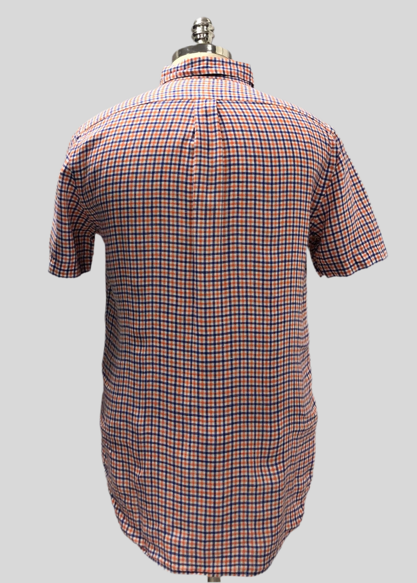 Camisa Polo Ralph Lauren 🏇🏼 De lino con patrón de cuadros naranja, azul y blanco Talla S Entalle Regular