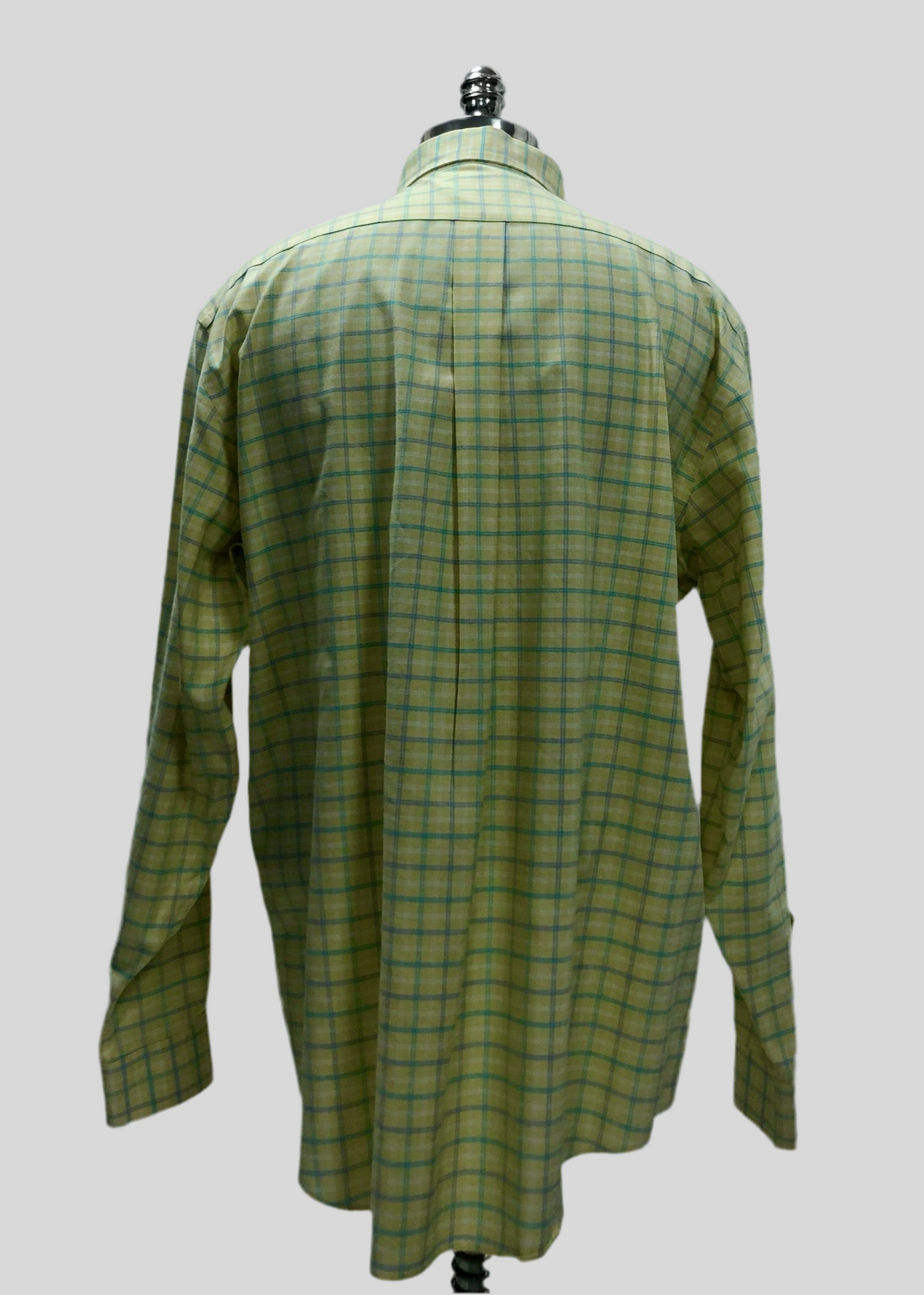 Camisa de botones Brooks Brothers 🐑 color amarillo claro con cuadros en verde y azul Talla XL Entalle Regular