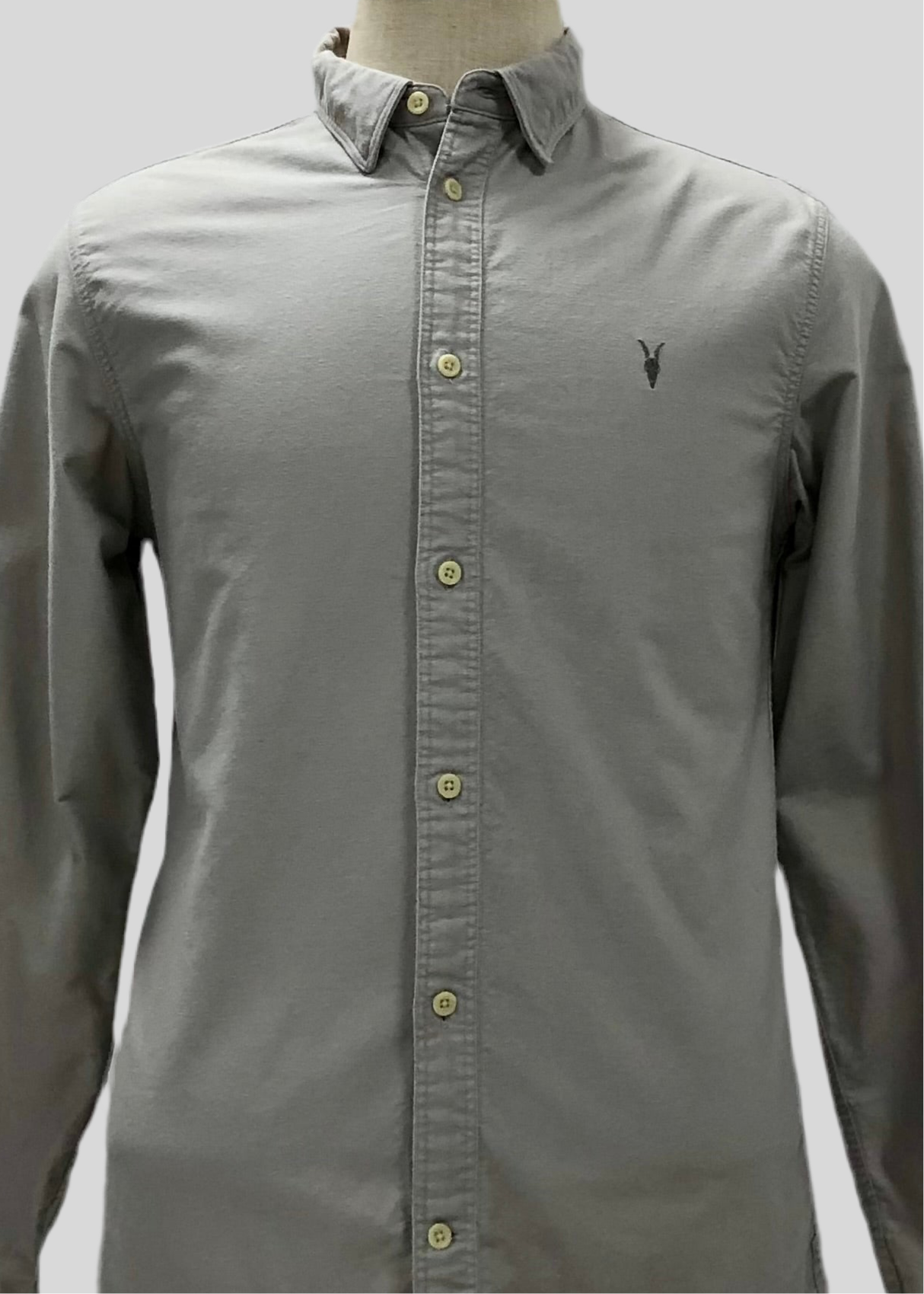 Camisa de botones Allsaints 🦌 Oxford color gris claro Talla S Entalle Regular