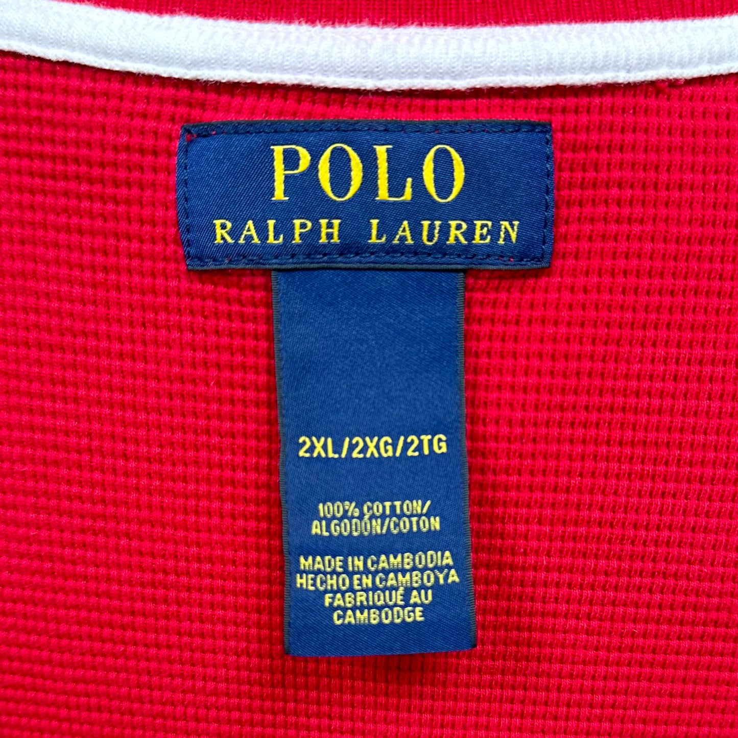 Camiseta cuello redondo Polo Ralph Lauren 🏇🏼 Waffle color rojo manga larga Talla XXL