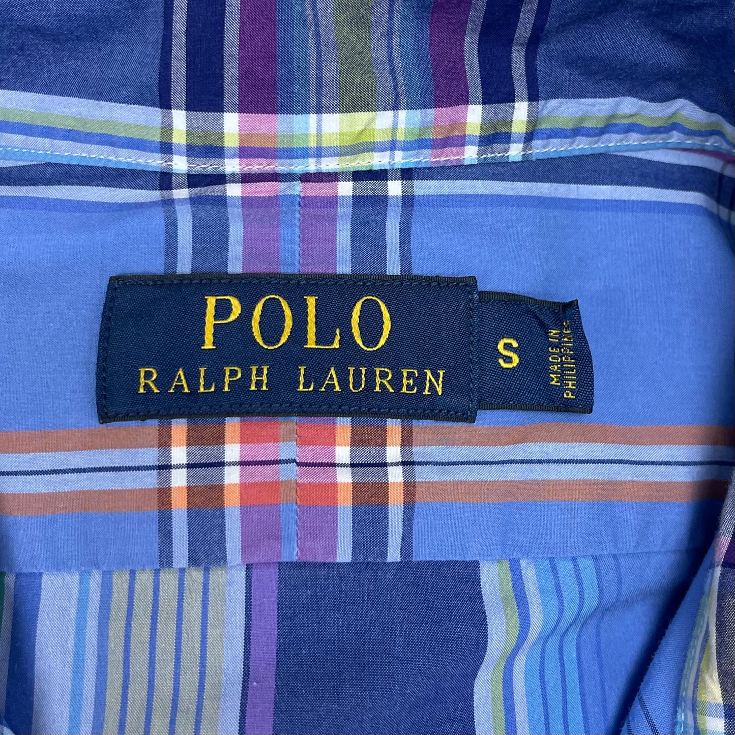 Camisa Polo Ralph Lauren 🏇🏼 con patrón de cuadros celeste, azul y amarillo Talla S Entalle Regular