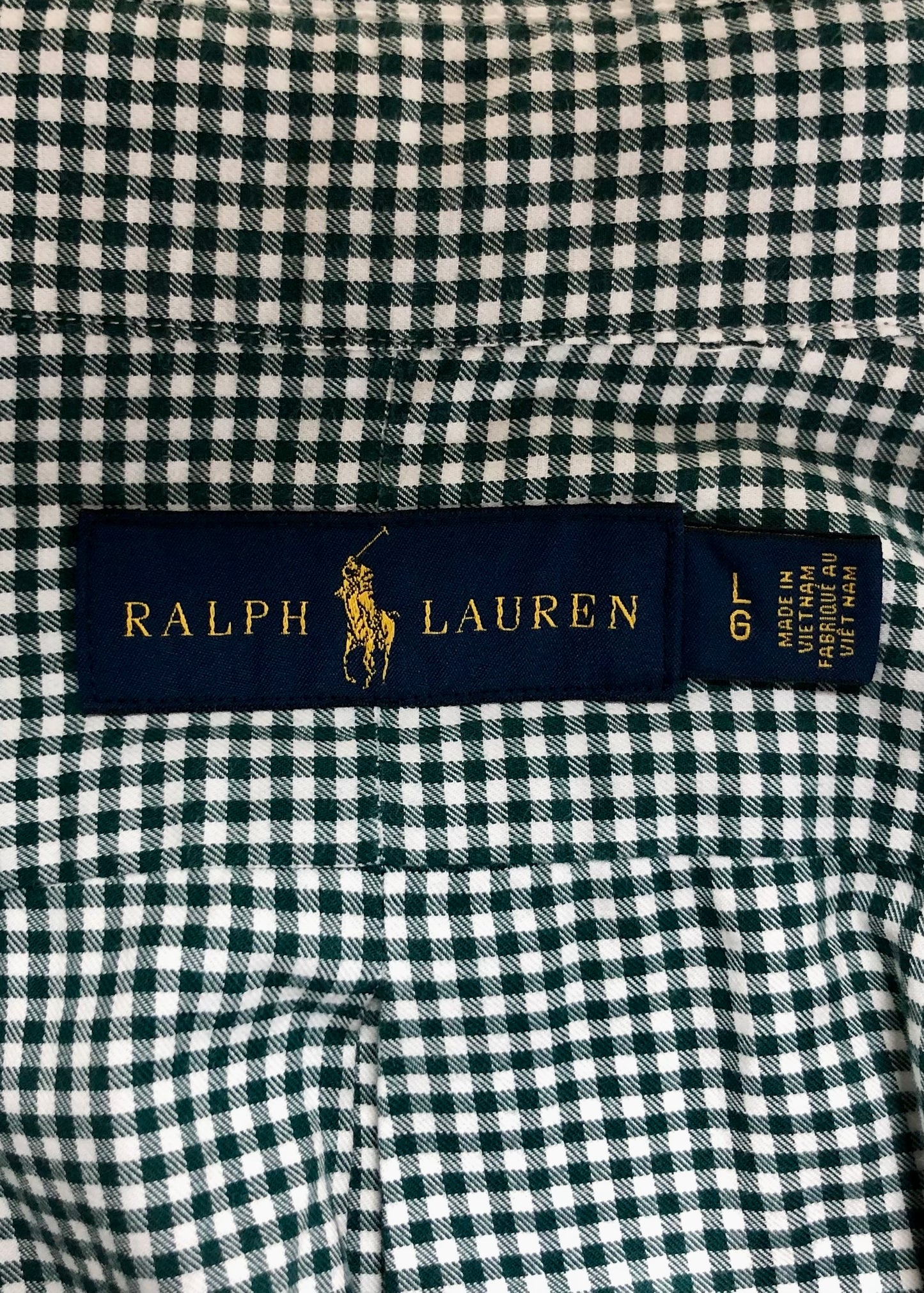 Camisa de botones Polo Ralph Lauren 🏇🏼 de cuadros gingham verde oscuro y blanco Talla L Entalle Regular