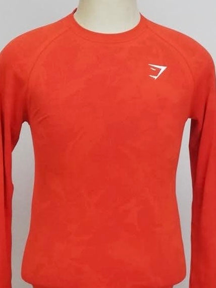 Camiseta de entrenamiento cuello redondo Gymshark 🏋🏽 color naranja manga larga Talla S Entalle Slim Fit