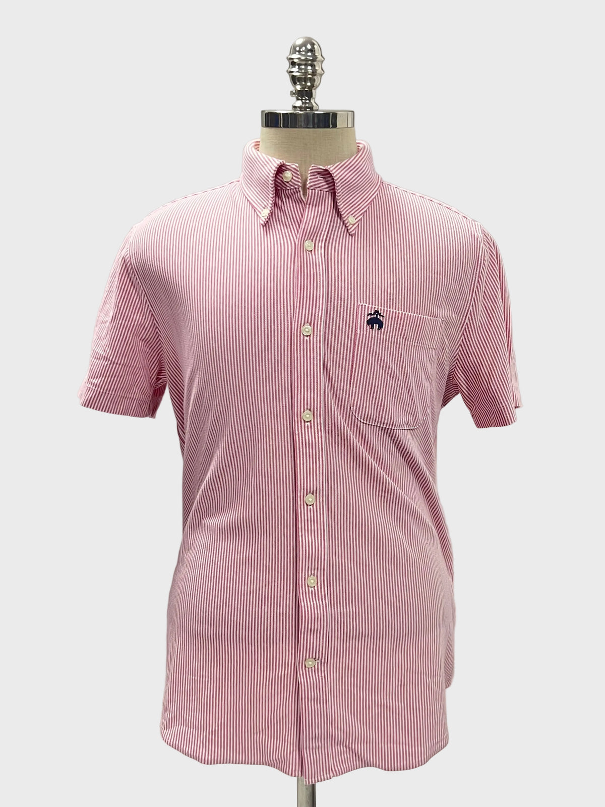 Camisa de botones Brooks Brothers 🐏 Tela camiseta de rayas en color rojo y blanco Talla M Entalle Regular