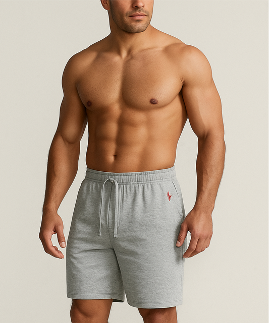 Short Lounge Polo Ralph Lauren 🏇🏼 color Gris y logo en rojo Talla M