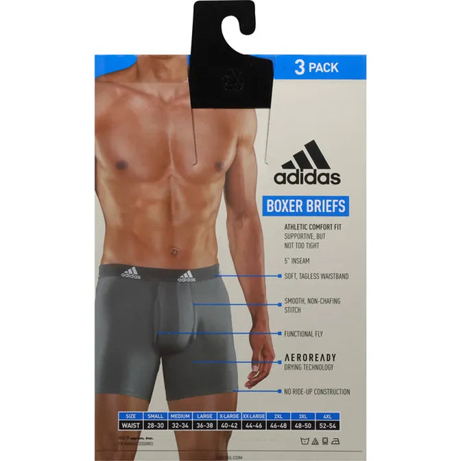 Combo de 3 Boxers Briefs Adidas Tela Performance Stretch color Negro Talla M