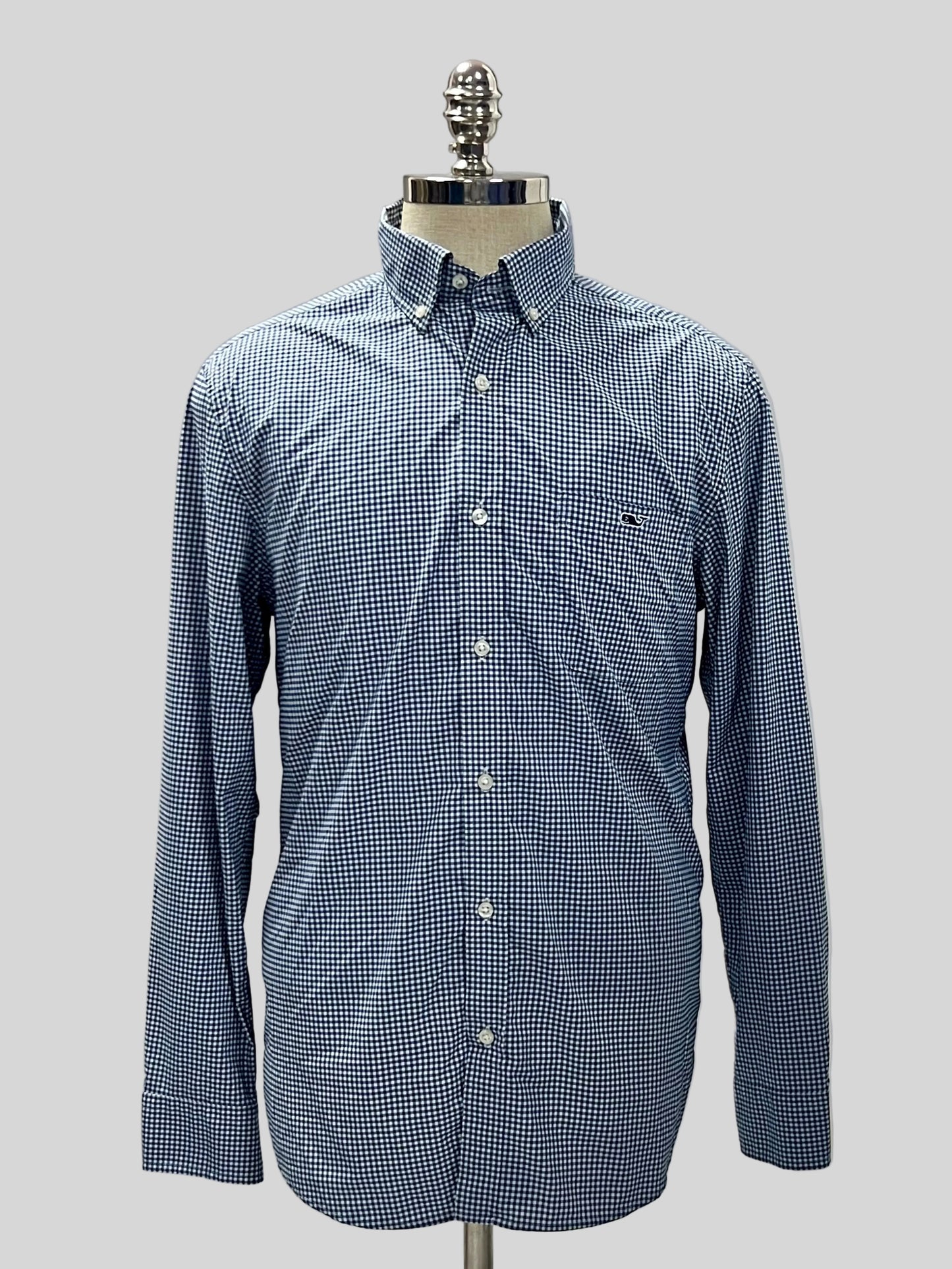 Camisa Vineyard Vines 🐳 Performance de cuadros gingham en color azul navy y blanco Talla M Entalle Clásico