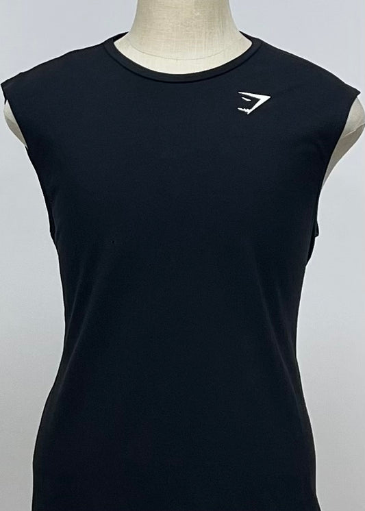 Camiseta de entrenamiento sin mangas Gymshark 🏋🏽 color negro y logo en blanco Talla XL