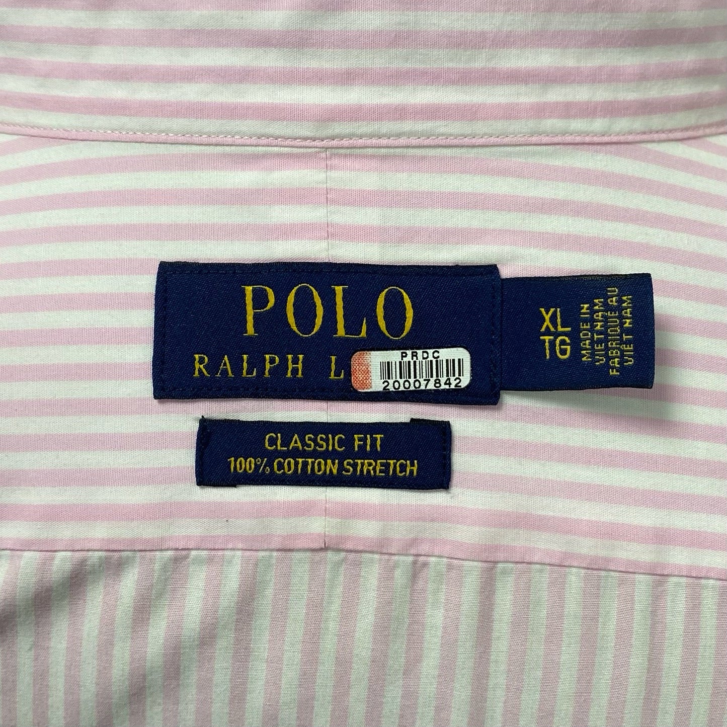 Camisa Polo Ralph Lauren 🏇🏼 de rayas en color rosado claro y blanco Talla XL Entalle Clásico