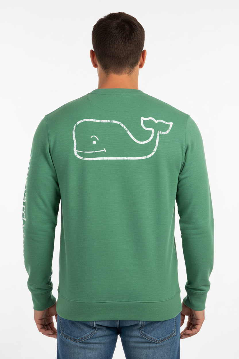 Sueter Jersey con cuello Redondo Vineyard Vines 🐳 color verde claro Talla M