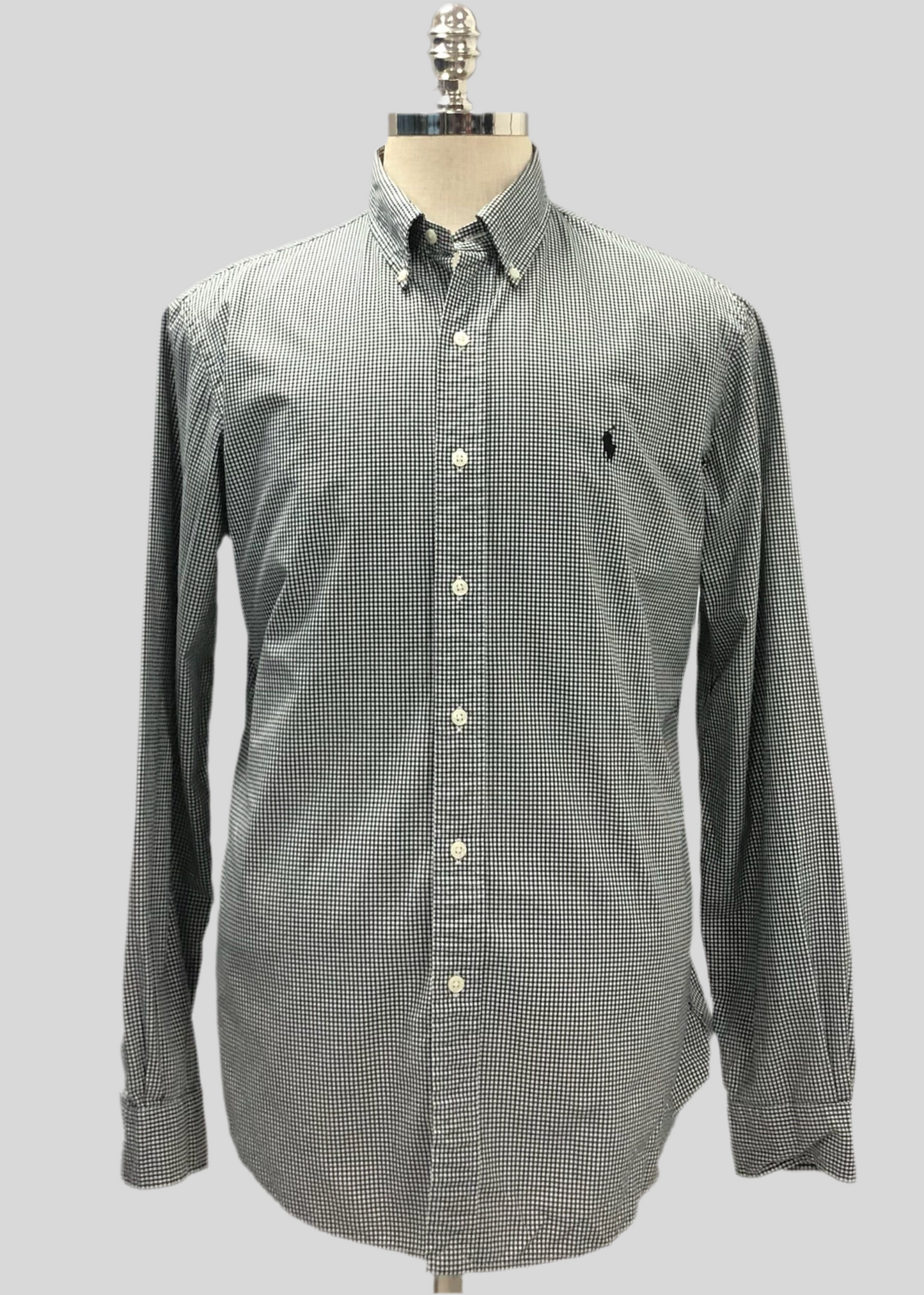 Camisa Polo Ralph Lauren 🏇🏼 con patron de cuadros gingham negro y blanco Talla L Entalle Custom Fit