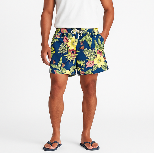 Short de baño Polo Ralph Lauren 🏇🏼color azul navy con diseño floral talla M