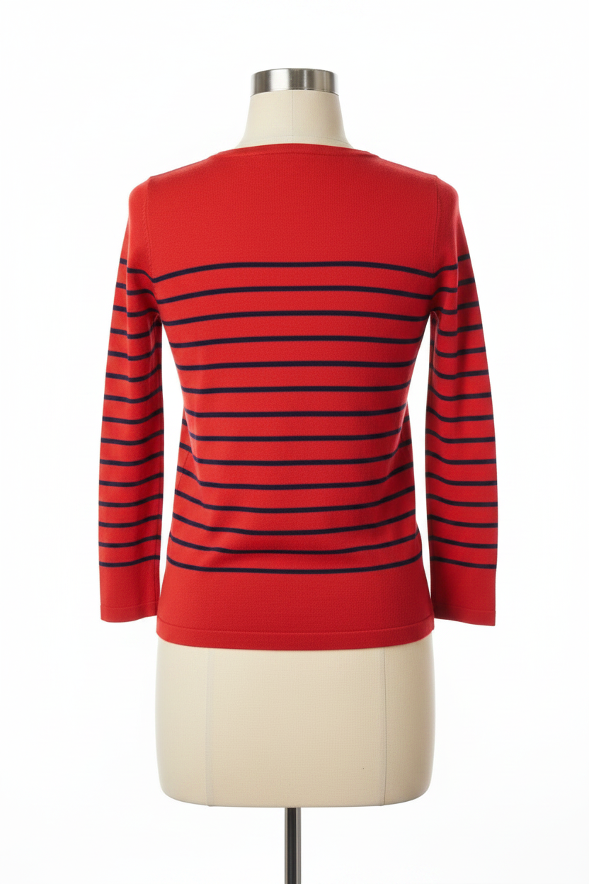 Sueter Jersey de mujer Vineyard Vines 🐳 color rojo con rayas en azul navy Tela algodón Pima Talla S