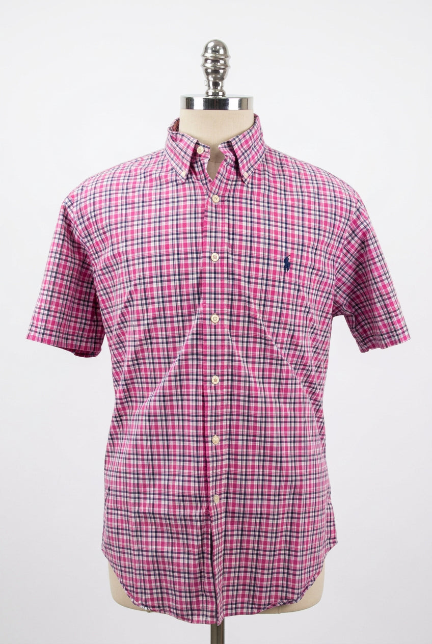 Camisa de botones Polo Ralph Lauren 🏇🏼 de cuadros en rosado, azul navy y blanco Talla L Entalle Regular