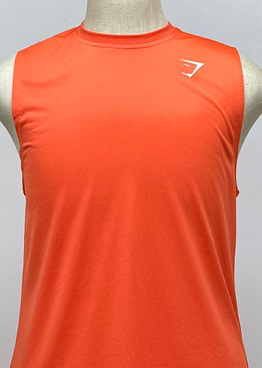 Camiseta de entrenamiento sin mangas Gymshark 🏋🏽 color naranja y logo en blanco Talla M