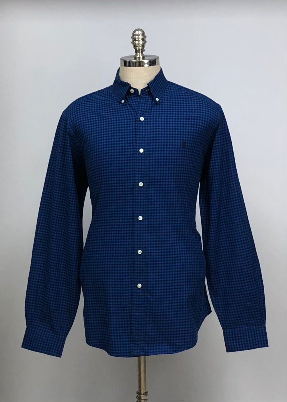 Camisa Polo Ralph Lauren 🏇🏼 con patron de cuadros gingham azul y negro Talla L Entalle Regular