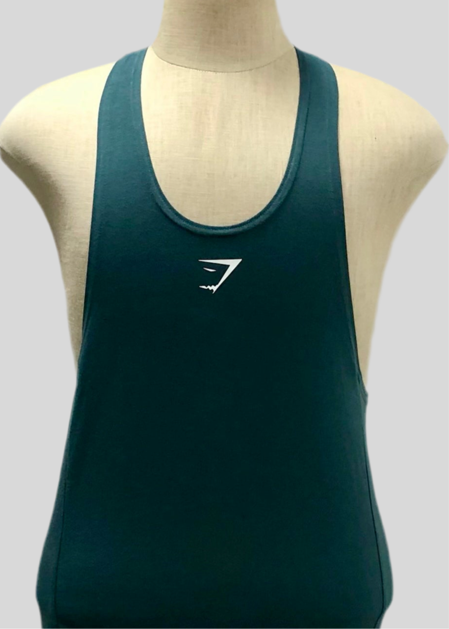 Camiseta de entrenamiento sin mangas Gymshark 🏋🏽 color verde oscuro y logo en blanco Talla S