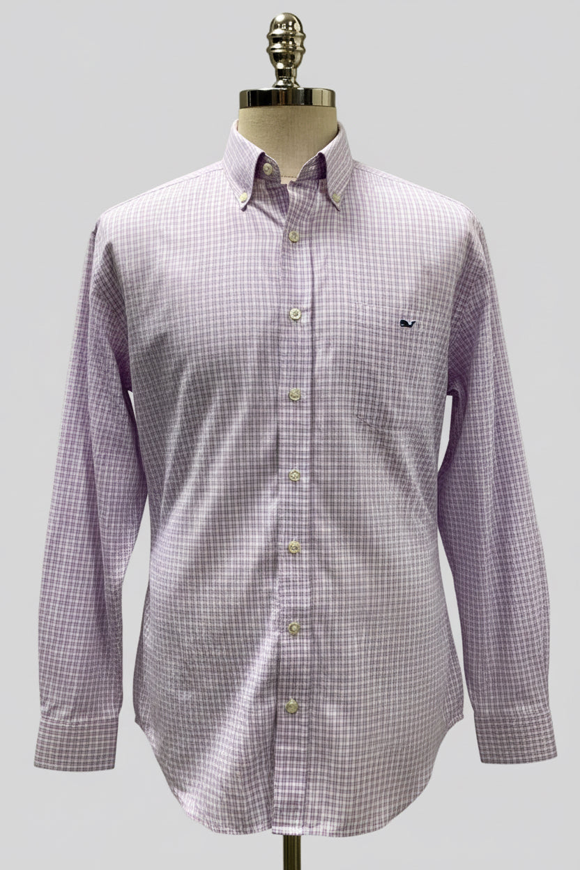 Camisa Vineyard Vines 🐳 color blanco de cuadros en color rosado y azul navy Talla XL Entalle Slim Fit