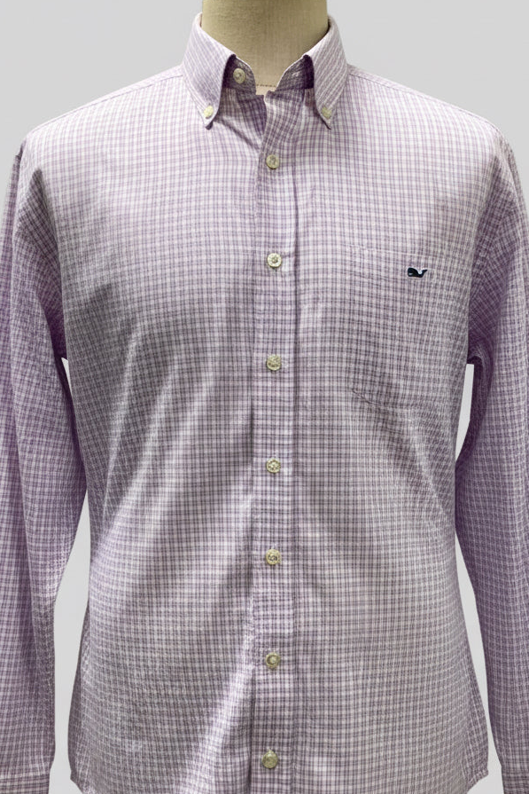 Camisa Vineyard Vines 🐳 color blanco de cuadros en color rosado y azul navy Talla XL Entalle Slim Fit
